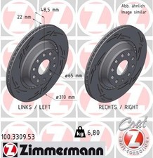 2x Bremsscheibe hinten Zimmermann 100.3309.53 für AUDI CUPRA SEAT SKODA VW