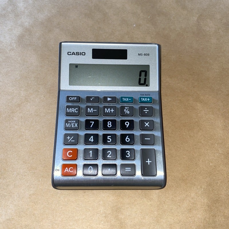 Casio MS-80BM Calculator- Silver Metal Color Tested, Works