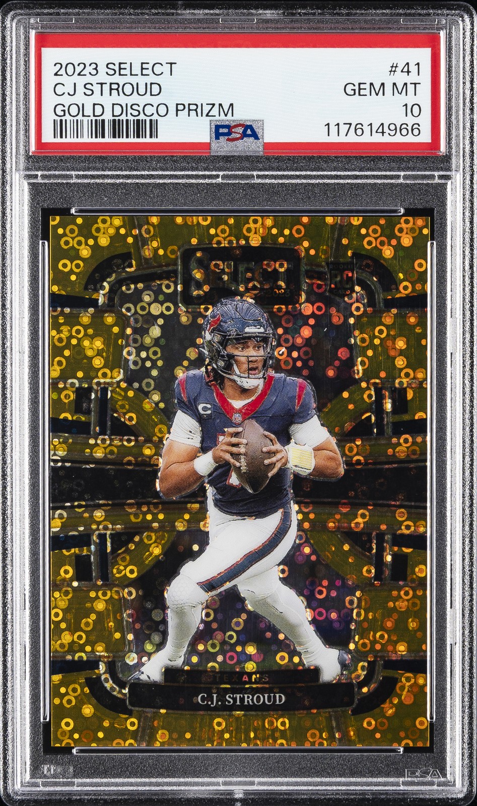 2023 PANINI SELECT GOLD DISCO PRIZM #41 CJ STROUD 2/10 PSA 10