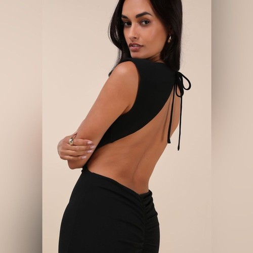 Lulus Captivating Perfection Backless Maxi Dress Small Black Mermaid Formal Gala - Picture 2 of 11