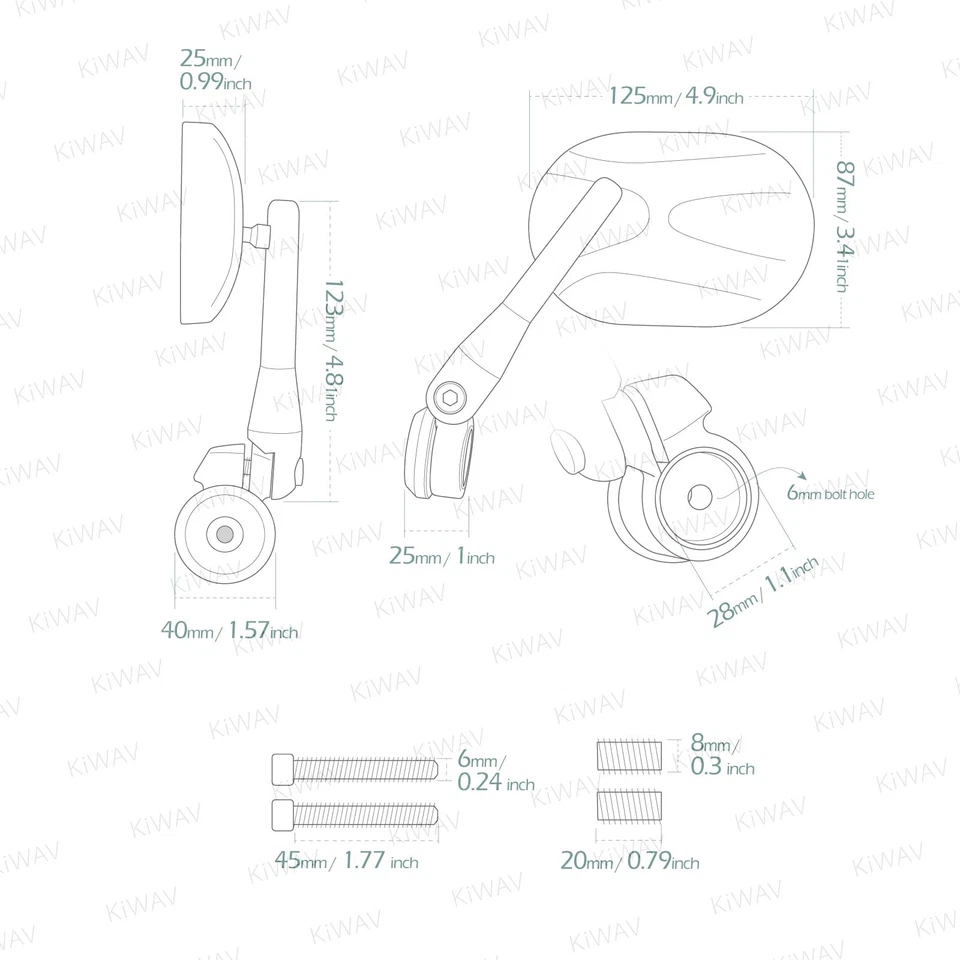 Bar end mirrors STARK chrome oval heavy 8mm bolt threaded bar for Husqvarna - Image 2 of 4