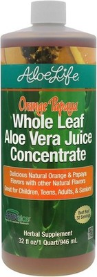 Aloe Life Nutritional Supplement Orange Papaya Whole Leaf Aloe Vera Juice 32floz