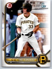 #BD-157 Tres Gonzalez 1st 2022 Bowman Draft Base Paper Pittsburgh Pirates