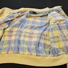 Polo By Ralph Lauren Mens SZ XLVintage Yellow Corduroy Bomber Plaid Lined Jacket