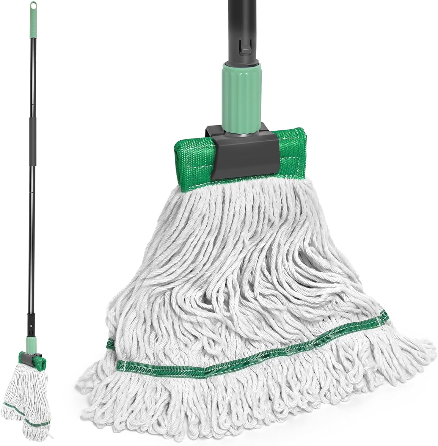 Heavy Duty Wet Mop with 58"" Long Handle Industrial Commercial Mop for Floor Clea