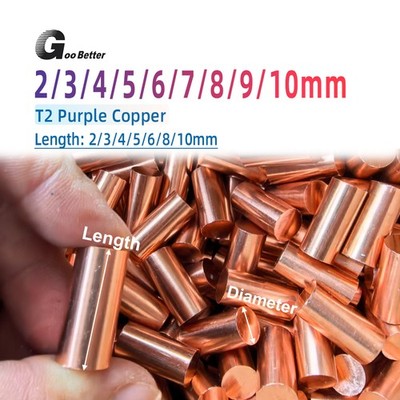 T2 Pure Copper Rod Metal Round Solid Bar Diameter 2 3 3.5 4 4.5 5 6 7 8 9 10mm