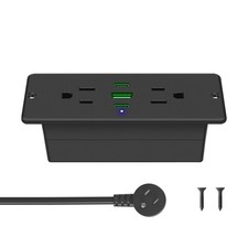Recessed Power Strip with Outlet and 45W USB Ports, Furniture Flush Mount Pow...