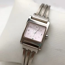 In working condition, beautiful Michel Klein bangle, pink dial, ladies' watch