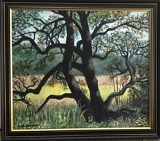 PATRIOT OAK # 3 - 16X18.5  inch framed oil landscape by K. McDermott