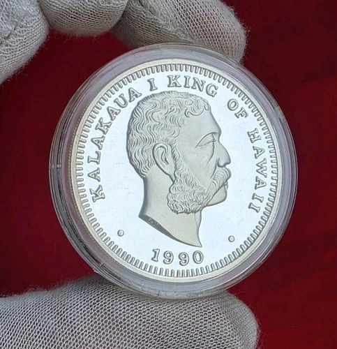 1990 Kalakaua King of Hawaii Dala - 1 Troy Oz .999 Fine Silver Proof Round Coin