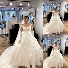 Vintage Wedding Dresses Lace Applique Off  the  Shoulder Sweep Train Bridal Gown