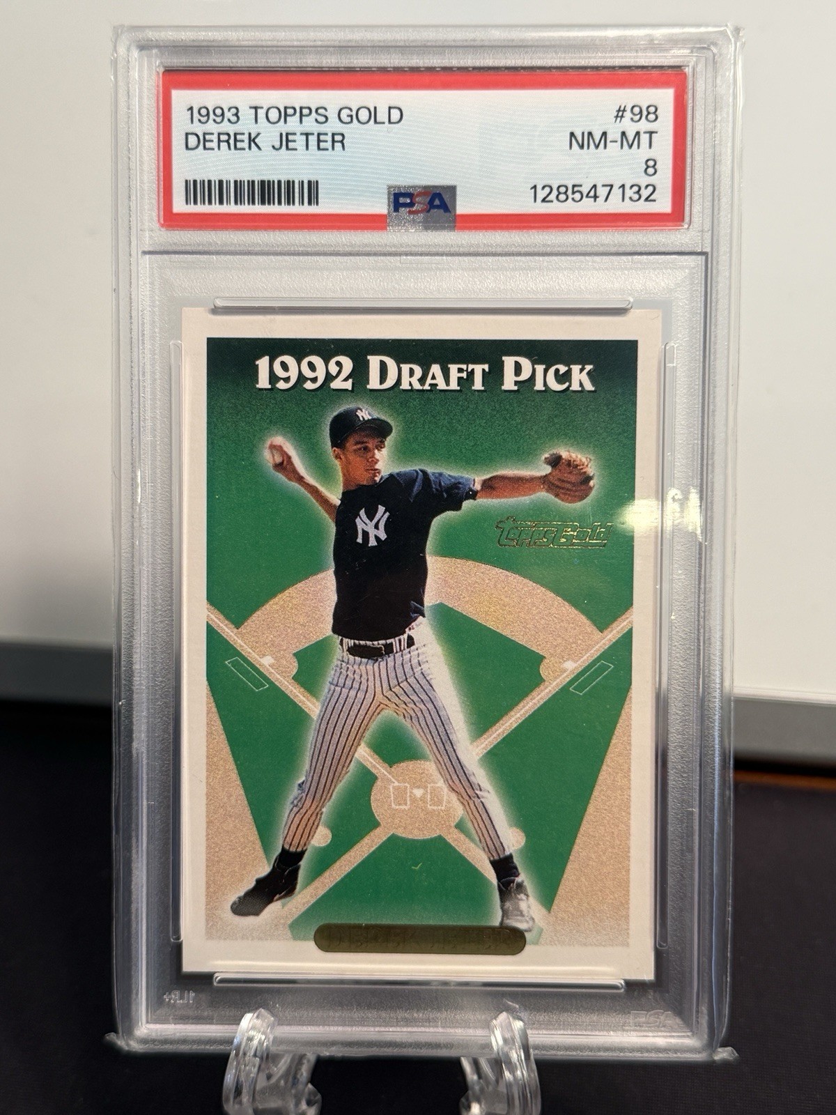 1993 TOPPS GOLD #98 DEREK JETER RC ROOKIE PSA GRADED NM-MT 8, ROOKIE view 3