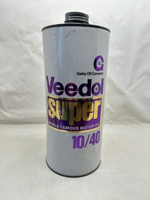 Vintage 2,5 Liter Veedol Super Öldose lila Getty Oil Company