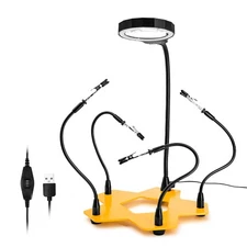 KOTTO LED Lighted Magnifying Third Hand Soldering PCB Holder Tool Five Arms H...
