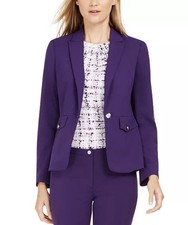 Calvin Klein women  s purple one-button blazer w/ silver hardware size 2.