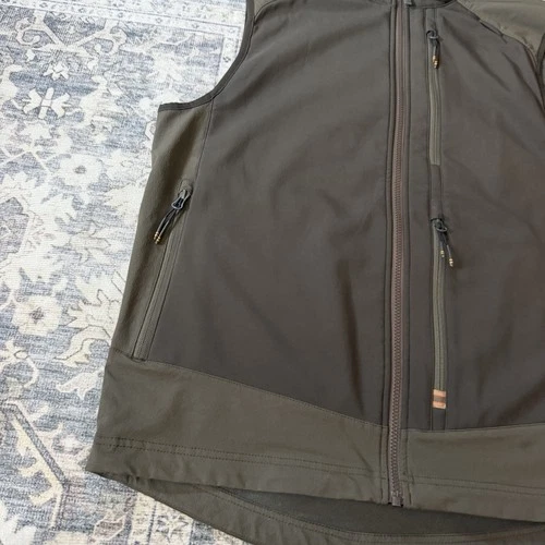 Beretta Men’s Butte Softshell Hunting Vest Sz L Moss Brown Bark Made Italy EUC image 3