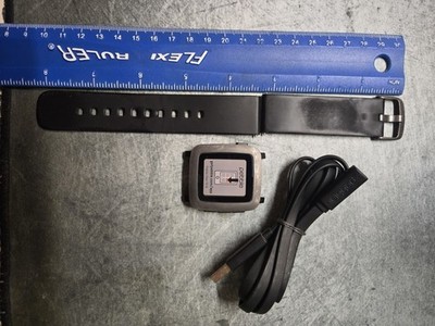 Pebble Time 40mm Gray Metal Case Black Silicone Band iOS/Android 