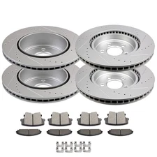 Front And Rear Brake Rotors & Ceramic Pads For 2005 2006 2007-2010 Chrysler 300