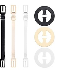 6 Pcs Bra Straps Adjustable Racerback Bra Strap Holders Women Black White Beige