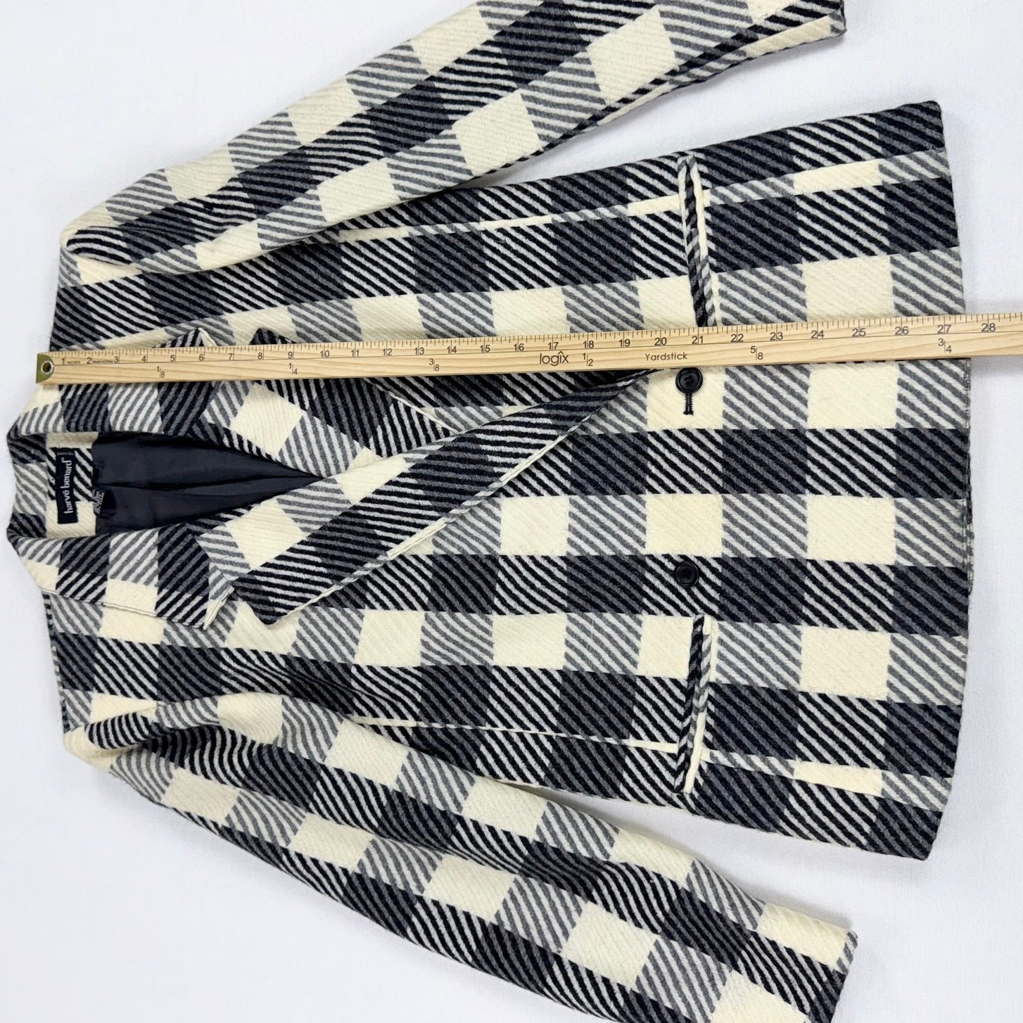 Harve Benard Blazer Women's Vintage Check Plaid Wool Double Breasted Sz 6