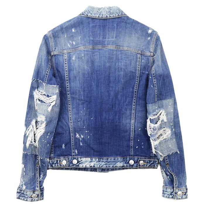 DSQUARED2 Distressed Patchwork Stretch Denim Jack… - image 7