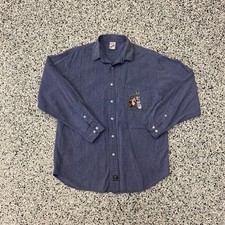 Vintage Warner Bros Shirt Medium 90s Bugs Bunny TAZ Looney Tunes Button Front