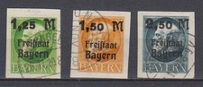 + GERMANY 1919. BAYERN Mi. # 174B/176B COMPLETE SET IMPERFORATE VERY FINE USED