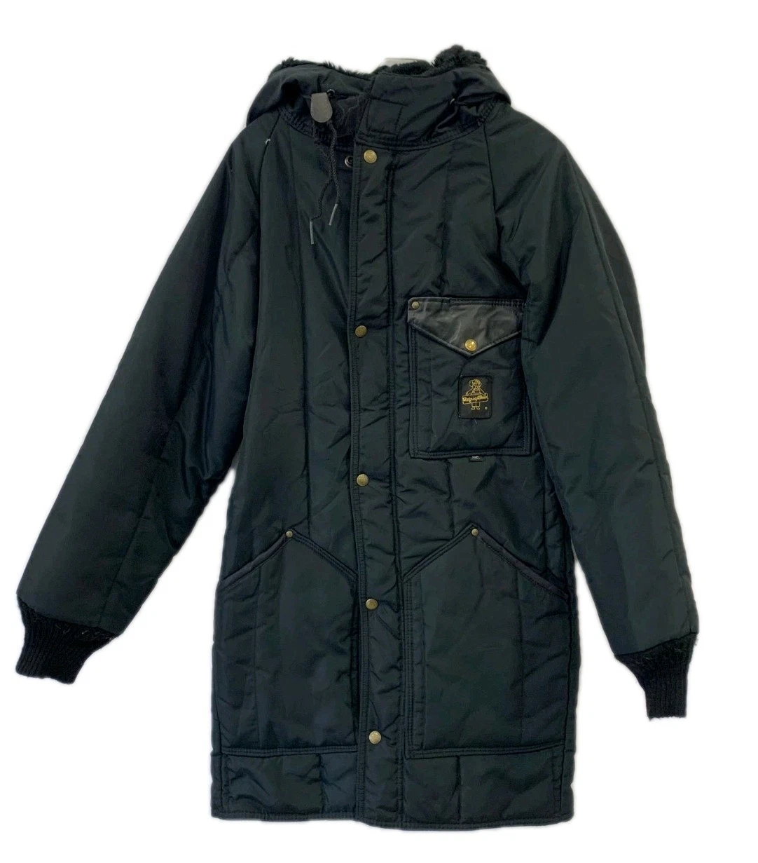 RefrigiWear Insulated Parka Coat S Black Hooded Workwear USA Made Style 60C #179