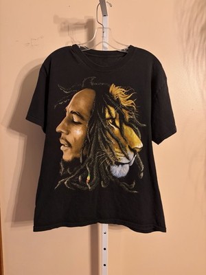 Zion Roots Wear Bob Marley Lion Head Large Graphic Men L Short Sleeve T Shirt