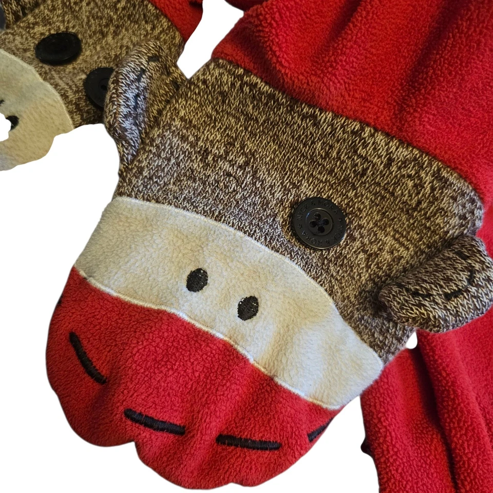 Nick & Nora rojo, una sola pieza, pie, cremallera frontal, polar, calcetín mono pijama - S Foto 4 de 4