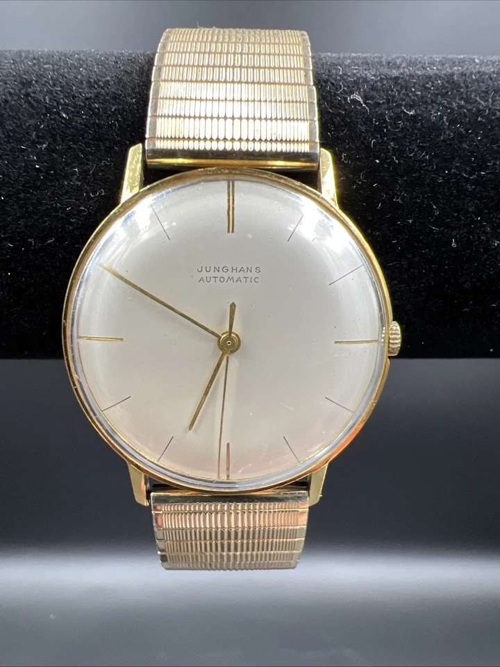 Vintage 1960 Junghans Automatic Gents Gold Plated Silver Bauhaus Dial Tested OK - Image 2 of 4