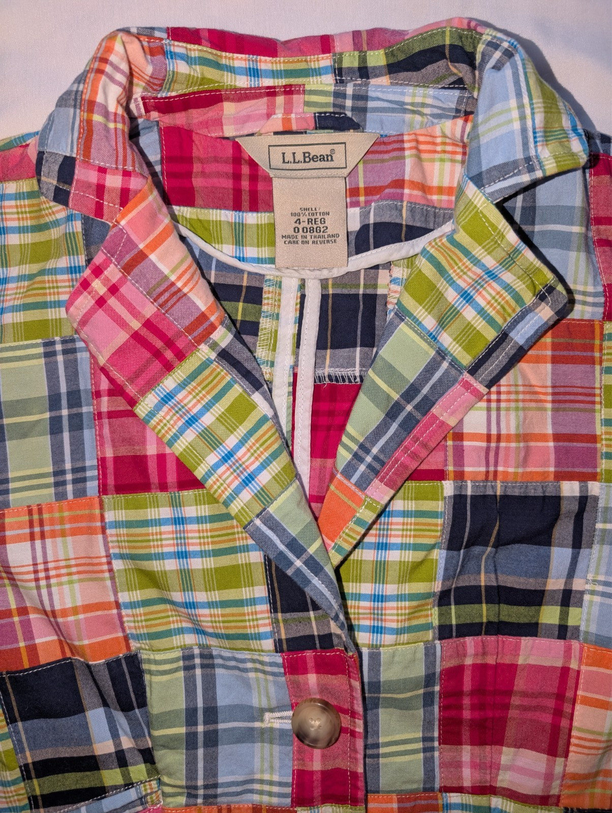 LL Bean Blazer Plaid Madras Patchwork Spring Jack… - image 3
