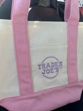 Trader Joe's Mini Canvas Tote Bag - Pastel Pink 