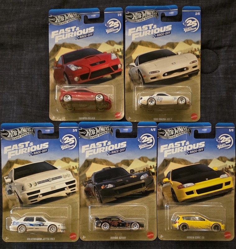 Hot Wheels Fast & Furious Race-Off Silver Series 5-Car Lot 1:64 Unopened