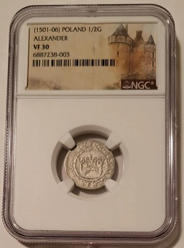 Poland Alexander Jagiellon (1501-06) Silver 1/2 Groschen VF30 NGC