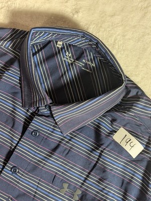 UNDER ARMOUR HEATGEAR ATHLETIC GOLFING GOLF POLO SHIRT Mens XL Blue 