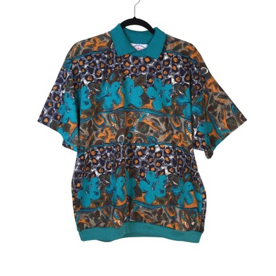 Vintage American Born Women's Hawaiiain Floral Animal Print Collared Shirt 20W