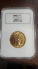 1932 Indian Head Ten Dollar gold coin MS61