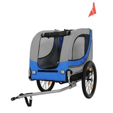 Gray-Blue Large Bike Trailer for Dogs Waterproof 66LB Pet Carrier, Easy Fold