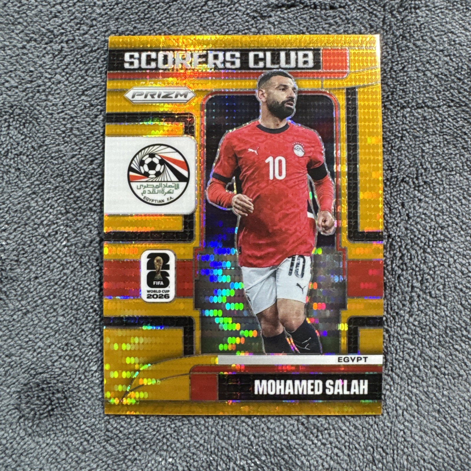2026 Panini Prizm FIFA World Cup Mohamed Salah Gold /10 Scorers Table Preferred 