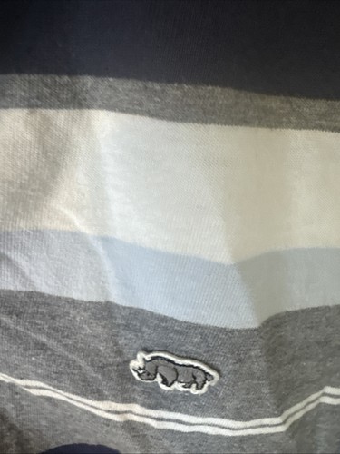 ECKO UNLTD Polo Shirt Mens XL Blue Striped Charcoal Grey Short Sleeve Y2K 90s - Picture 3 of 5