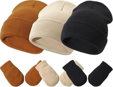 Baby Hats Mittens Set Infant Toddler Beanie Caps Hospital Gloves Boys Girls