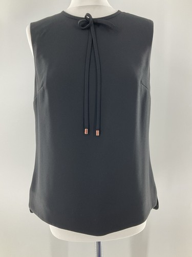 Ted Baker Black Natalle Sleeveless Bow Top Designer Blouse Uk 12 Ted 3 Vgc #D1 - Picture 6 of 8