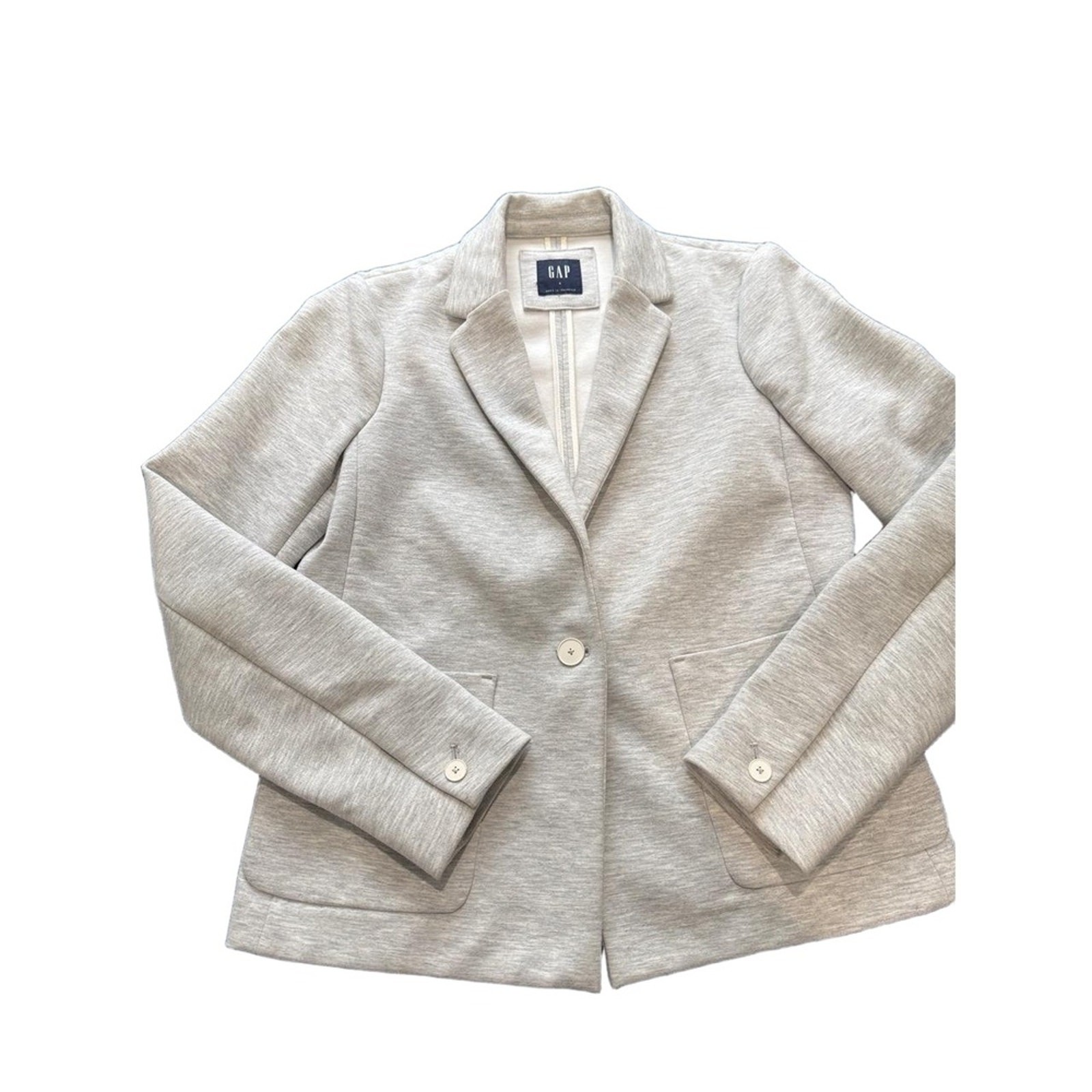 GAP Heather Gray Single Button Notched Lapel Fren… - image 2