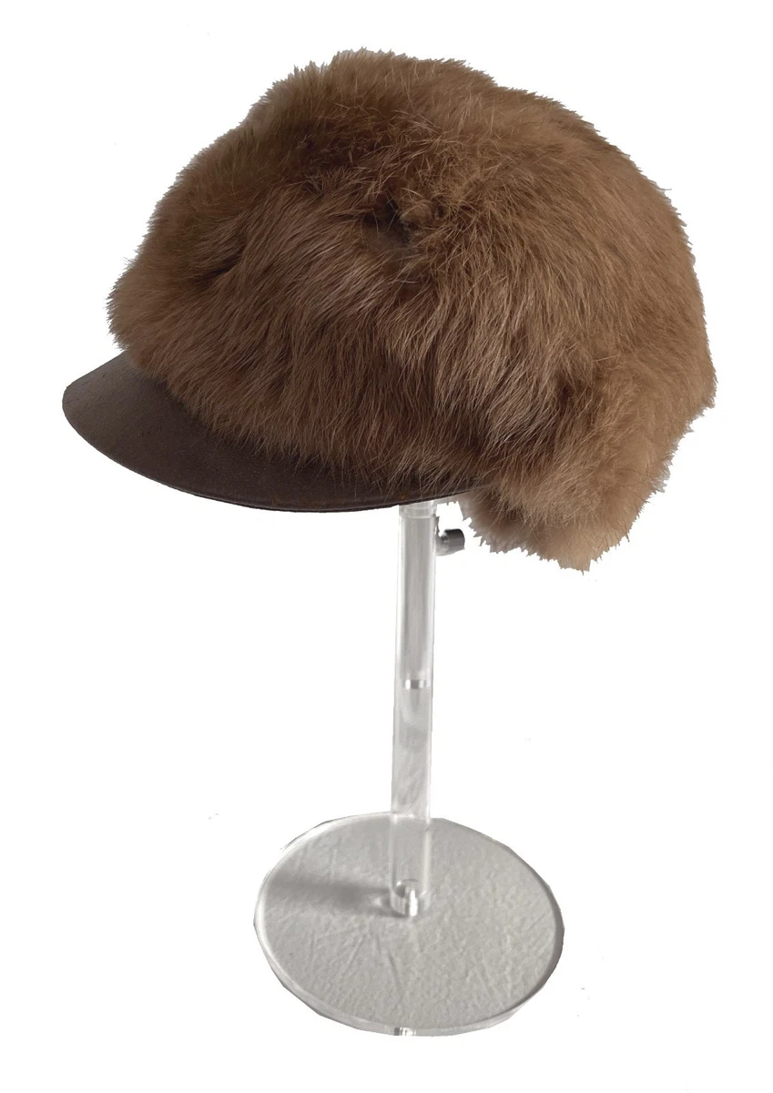 Vintage Y2K Express Black Rabbit Fur Pageboy Hat Satin Lined One Size Women main image 4