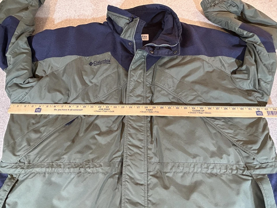 Chaqueta Columbia Para Hombre 3XL Verde Azul Forrada de Vellón 3 en 1 Parka Abrigo De Colección Años 90 Foto 4 de 4