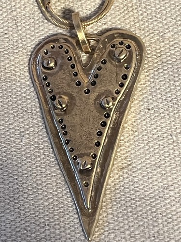 Vintage Boho goldfarben lang Herz Anhänger Doppel Strang Halskette Brighton-wie 20" Tropfen - Bild 1 von 5