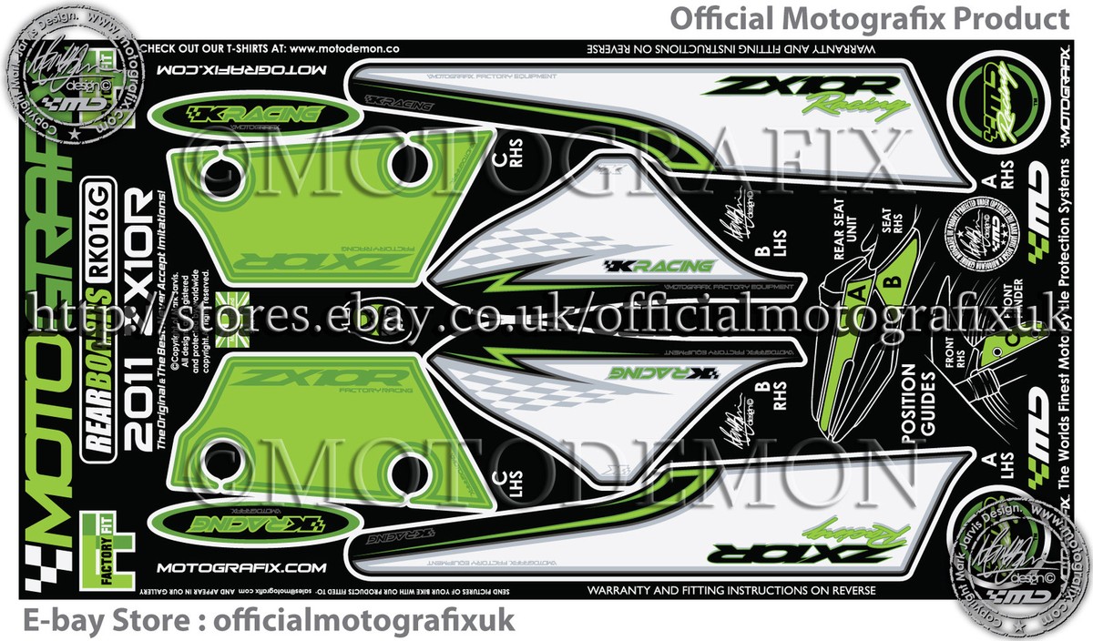 Kawasaki ZX10R 2011 ZX10 R Rear Fairing Number Board Motografix 3D