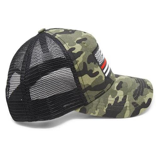 Gorra delgada línea roja - Gorra de camionero, béisbol, cierre a presión, sombrero malla trasera (camuflaje) Foto 4 de 4