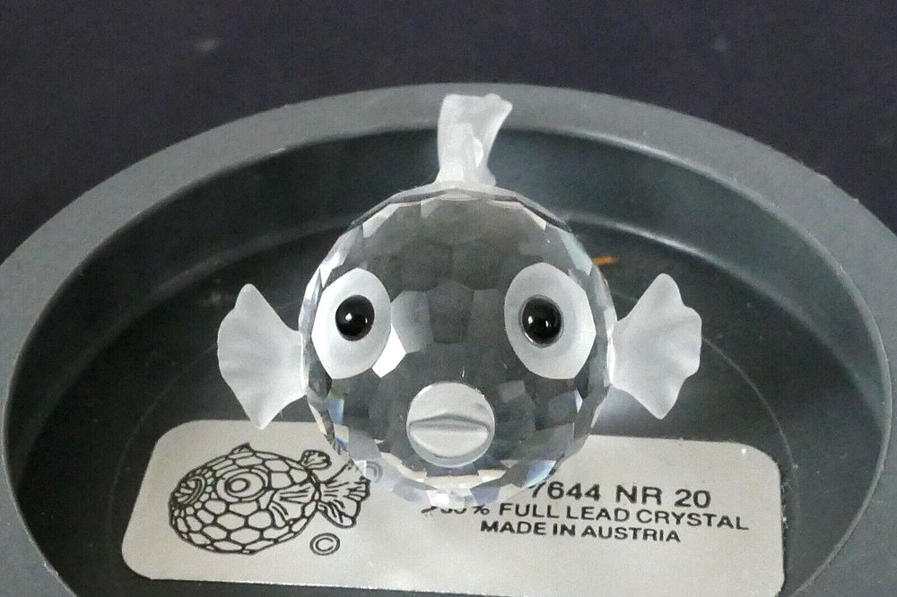 Cute Swarovski Silver Crystal Small Blowfish Fish 7644 NR 20 Mint In Box